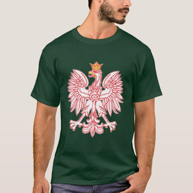Polish Eagle Outlined In Red T-Shirt (Front)