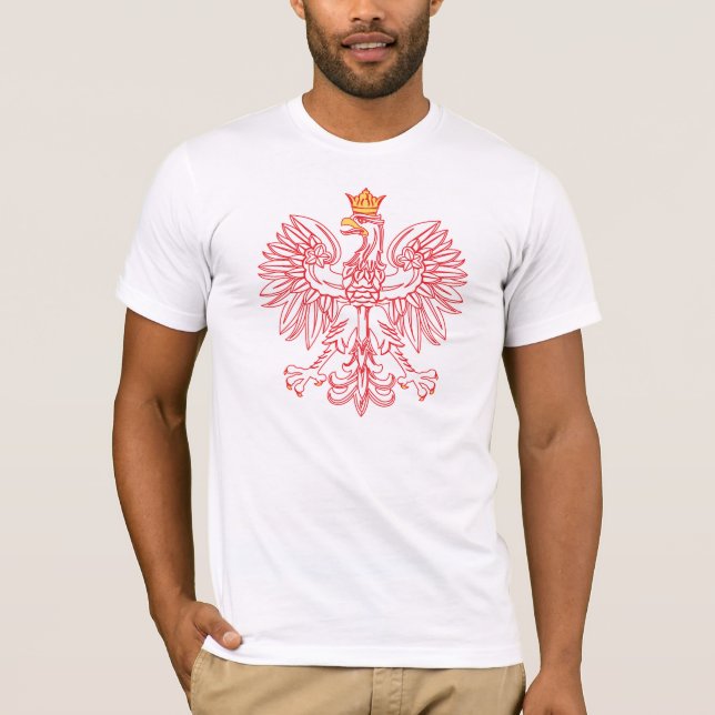 Polish Eagle Outlined In Red T-Shirt (Front)