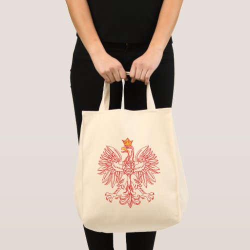 Polish Eagle Outlined In Red Tote Bag