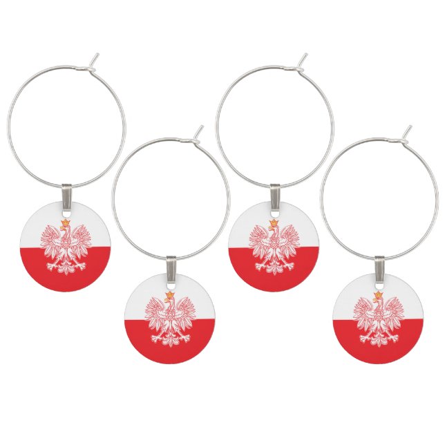 Polish Eagle Outlined In Red Wine Charm (Staggered)