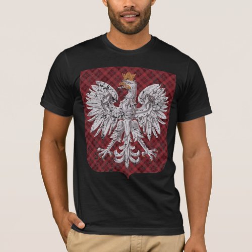 Polish Eagle Plaid Crest T_Shirt