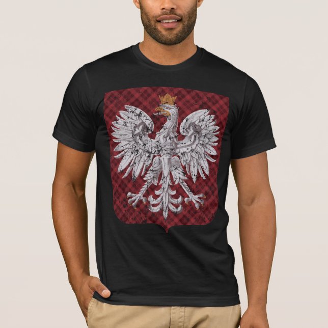 Polish Eagle Plaid Crest T-Shirt (Front)