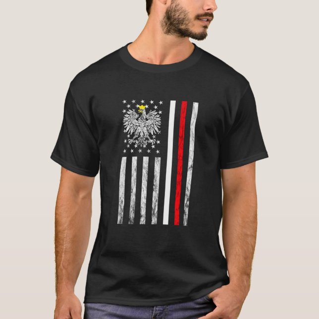 Polish Eagle Poland American Usa Poland Flag Polis T-Shirt (Front)
