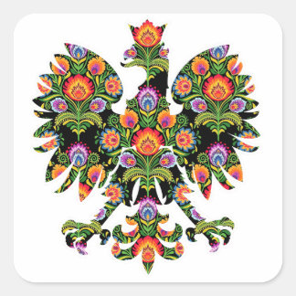 Polish Eagle Poland Wycinanki Emblem, Polish Folk Square Sticker