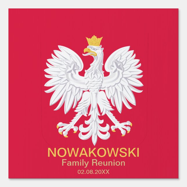Polish Eagle 🦅 Polski Poland Crest Reunion Sign (Front)