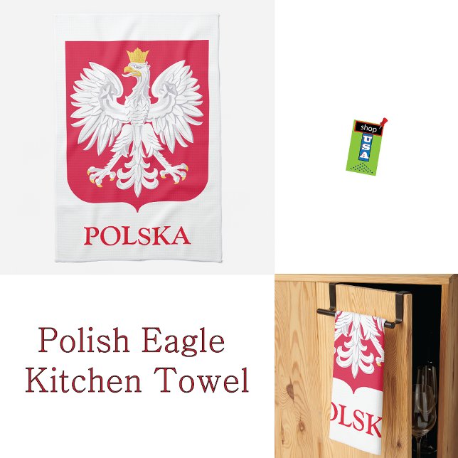 Polish Eagle 🦅 Polski Poland Red Crest Kitchen Towel (Creator Uploaded)