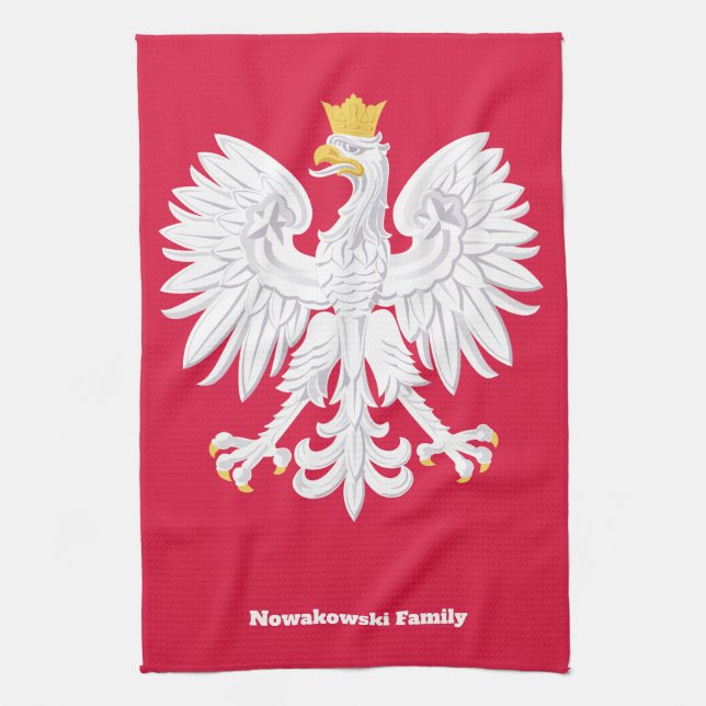 Polish Eagle 🦅 Polski Poland Red Crest Kitchen Towel (Vertical)