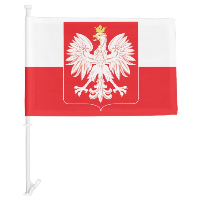 Polish Eagle Red Shield Car Flag (Front)