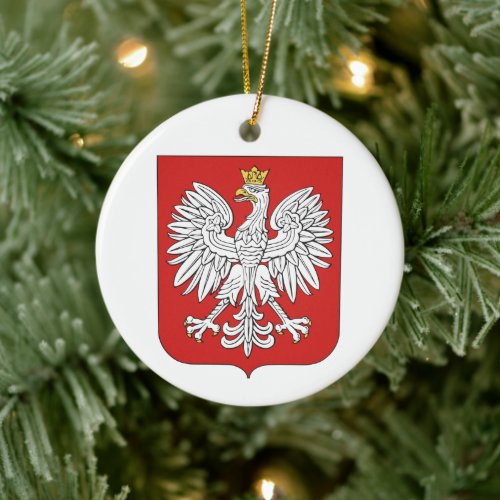 Polish Eagle Red Shield Ceramic Ornament