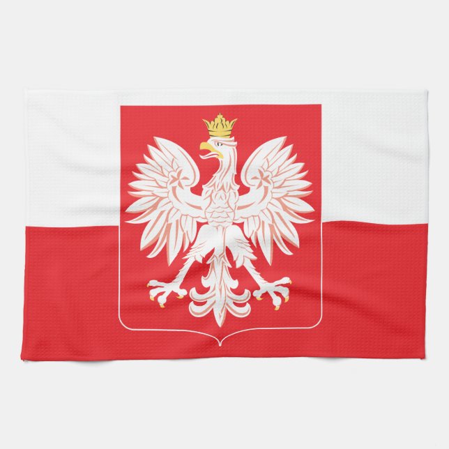 Polish Eagle Red Shield Kitchen Towel (Horizontal)