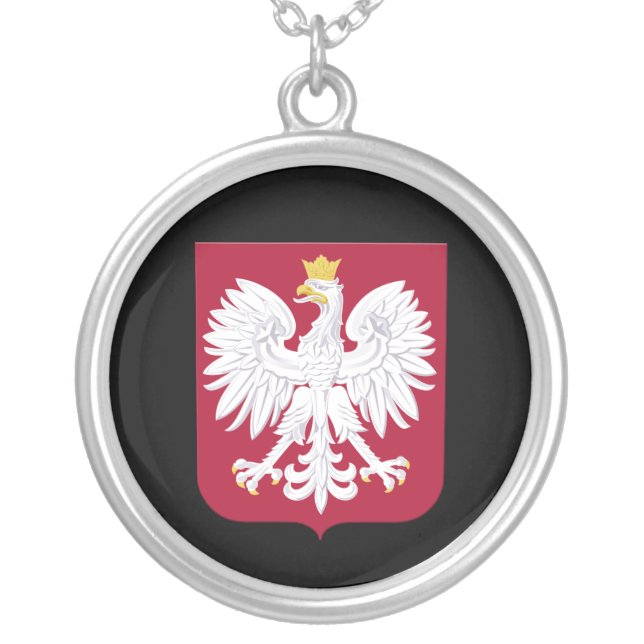 Polish Eagle Red Shield Silver Plated Necklace (Front)