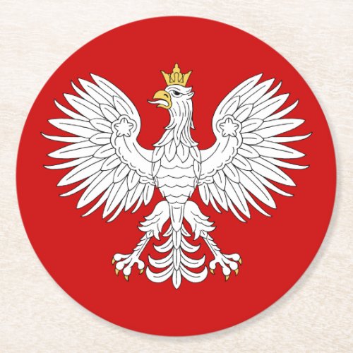 Polish Eagle Round Paper Coaster
