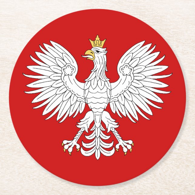 Polish Eagle Round Paper Coaster (Front)