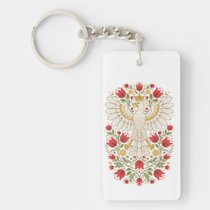 Polish Eagle Tulip Folk Art Keychain
