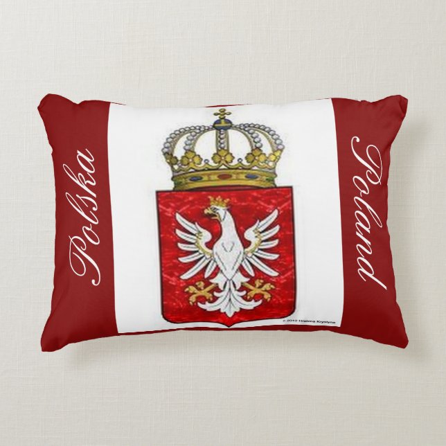 POLISH EAGLE WITH CROWN AND CREST DECORATIVE PILLOW (Front)