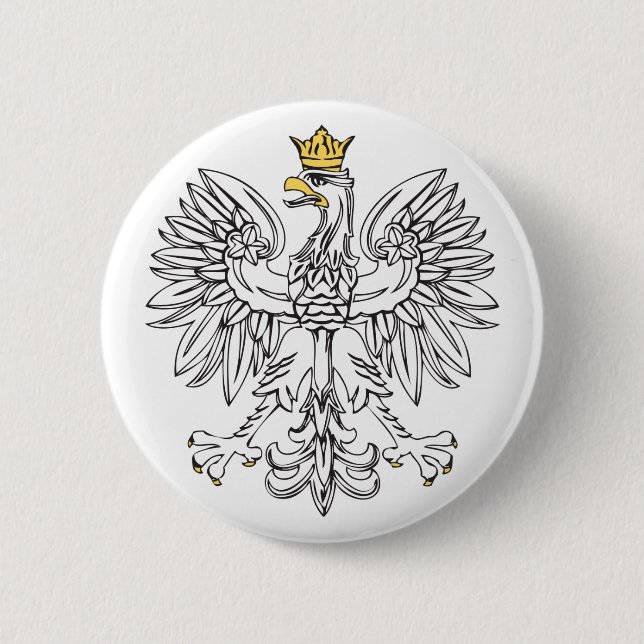 Polish Eagle With Gold Crown Button (Front)