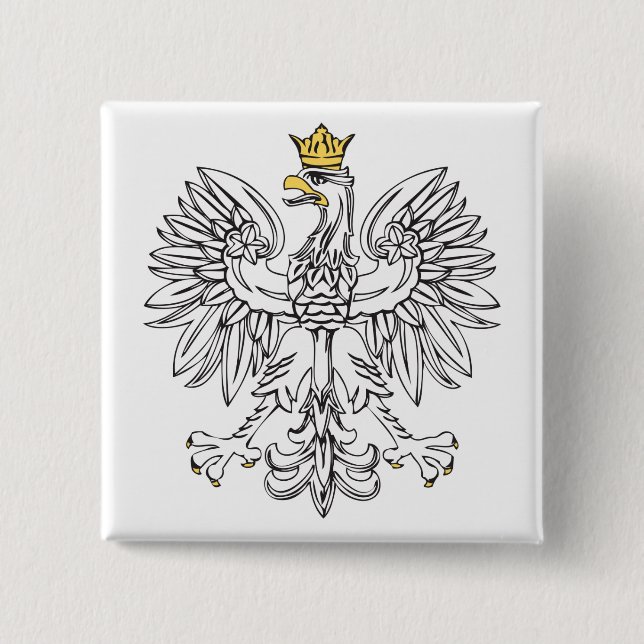Polish Eagle With Gold Crown Button (Front)