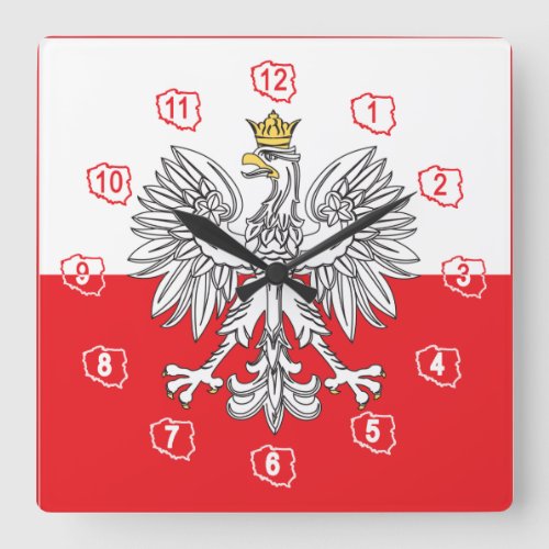Polish Eagle With Gold Crown Flag Wall Clock
