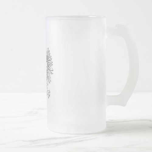 Polish Eagle With Gold Crown Frosted Glass Beer Mug