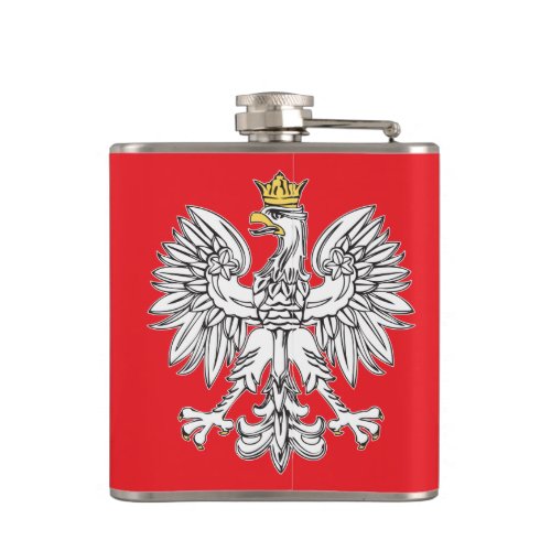 Polish Eagle With Gold Crown Vinyl Wrapped Flask