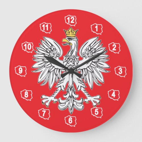 Polish Eagle With Gold Crown Wall Clock