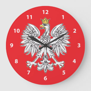 Polish Eagle With Gold Crown Wall Clock