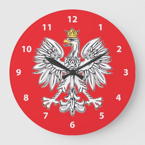 Polish Eagle With Gold Crown Wall Clock