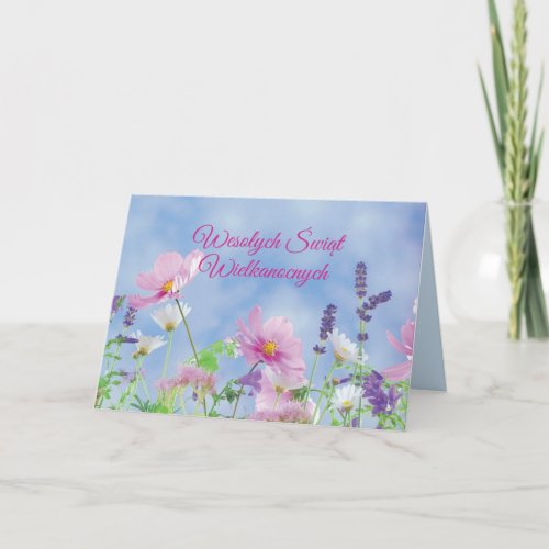 Polish Easter Blessings Wildflowers Holiday Card