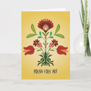 Polish Embroidery Flowers Pattern, Greeting Card