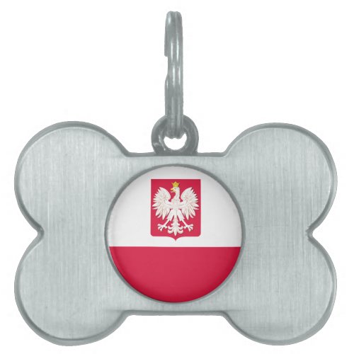 Polish Flag Coat of Arms Dog Bone Tag