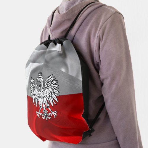 Polish flag_Coat of arms Drawstring Bag