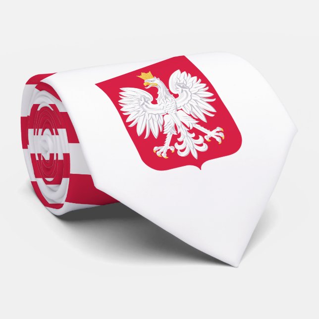 Polish Flag & Coat of Arms, Flag of Poland Neck Tie (Rolled)