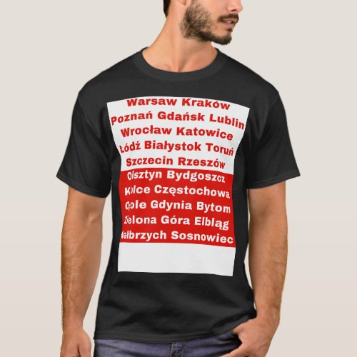 Polish Flag Colors with Cities T_Shirt