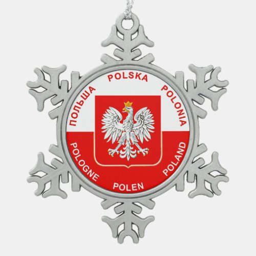 Polish Flag colors with Eagle Christmas Ornament