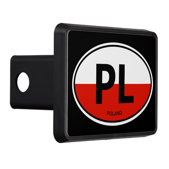 Polish flag country code oval car logo hitch cover (Right)