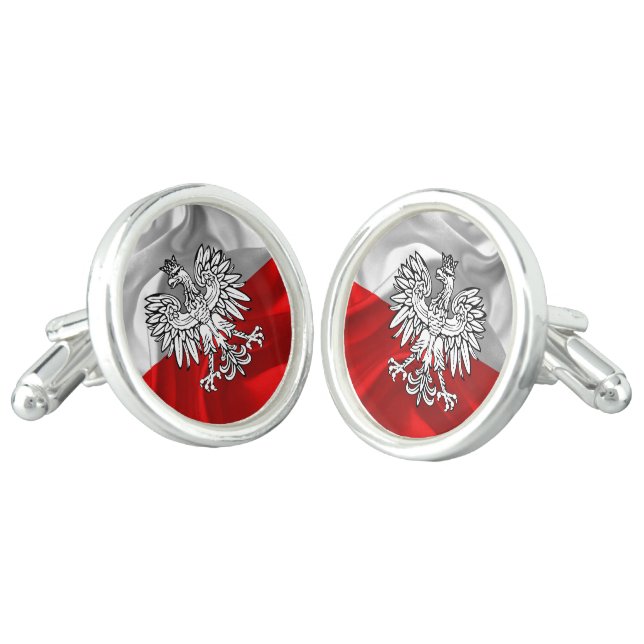 Polish flag cufflinks (Angled)