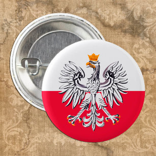 Polish Flag & Eagle Poland fashion patriot /sports Button