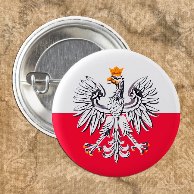 Polish Flag & Eagle Poland fashion patriot /sports Button (Creator Uploaded)