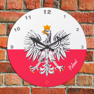 Polish Flag & Eagle, Poland fashion /sports fans Round Clock