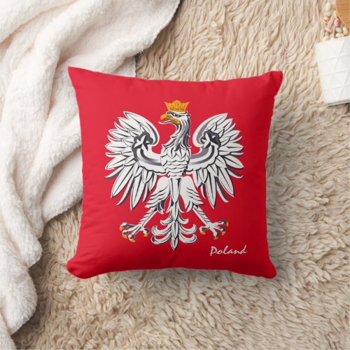 Polish flag  Eagle Poland fashion travel sports Throw Pillow