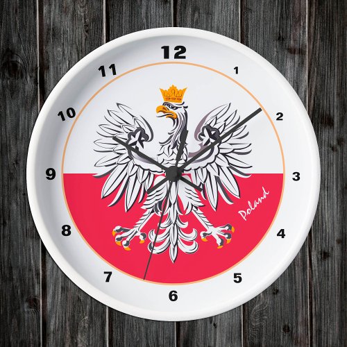 Polish Flag  Eagle Poland fashion trendy design Round Clock