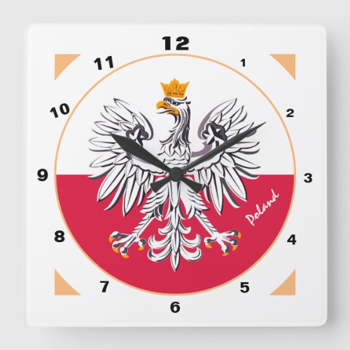 Polish Flag  Eagle Poland fashion trendy design Square Wall Clock