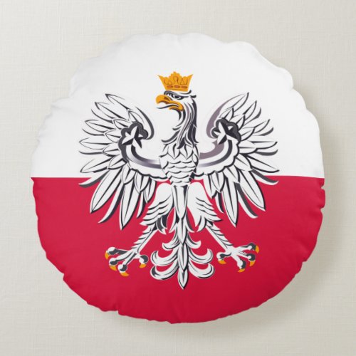 Polish flag  Eagle Poland holiday fashionsports Round Pillow