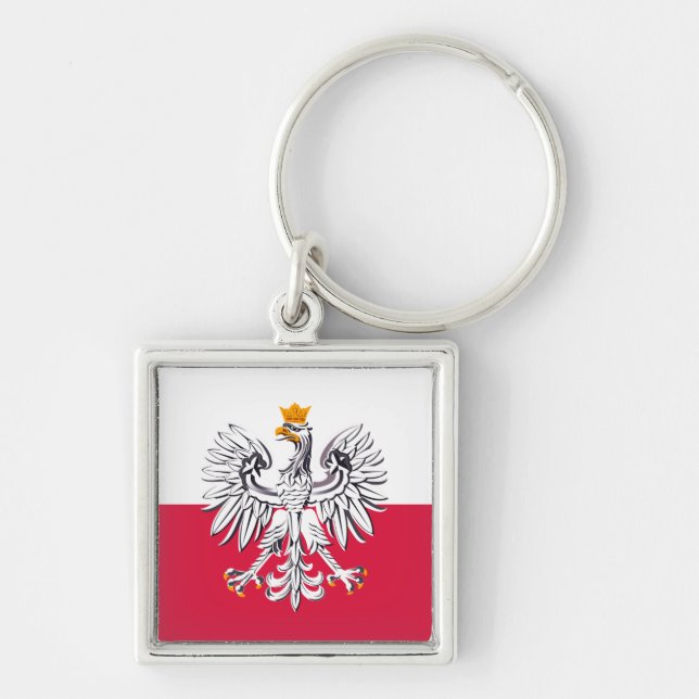 Polish flag & Eagle, Poland holiday, travel/sports Keychain (Front)