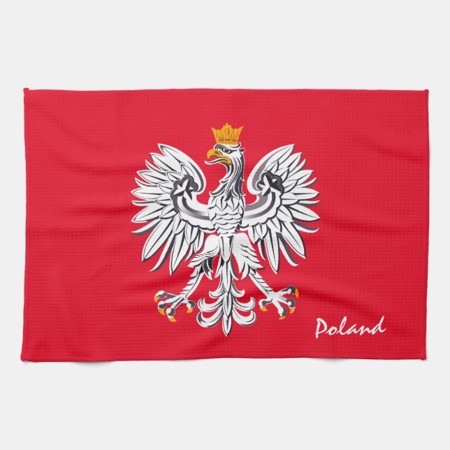 Polish flag & Eagle, Poland home fashion /sports Kitchen Towel (Horizontal)