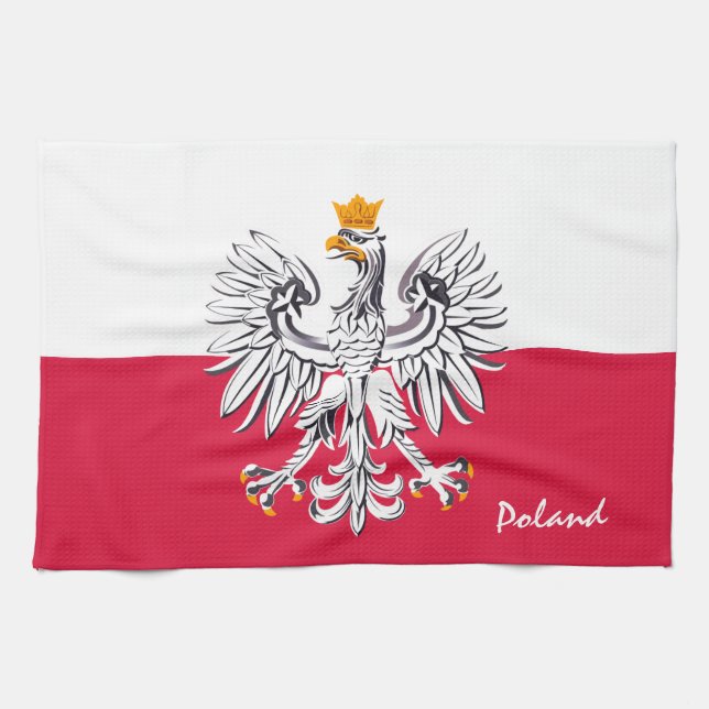 Polish flag & Eagle, Poland home fashion /sports Kitchen Towel (Horizontal)
