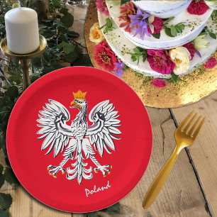 Polish flag & Eagle, Poland party patriots /sports Paper Plates