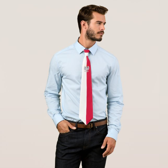Polish Flag & Eagle Poland travel, business /sport Neck Tie (In Situ)