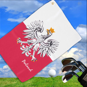 Polish Flag & Eagle, Poland travel, holiday /sport Golf Towel