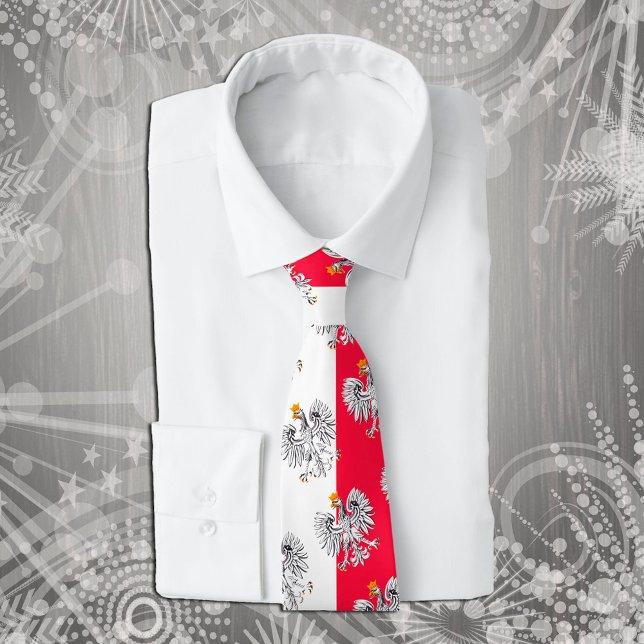 Polish Flag & Eagle Poland travel, holiday /sports Neck Tie (Creator Uploaded)